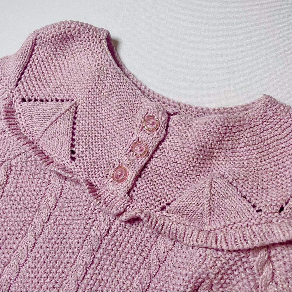 Rachel Zoe Festive Long Sleeve Pink Sparkly Cable Knit Sweater Dress, 12 months - Picture 8 of 10